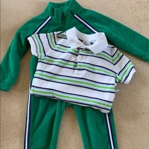 Janie & Jack 3 Piece Jogging & Shirt Set, Terry